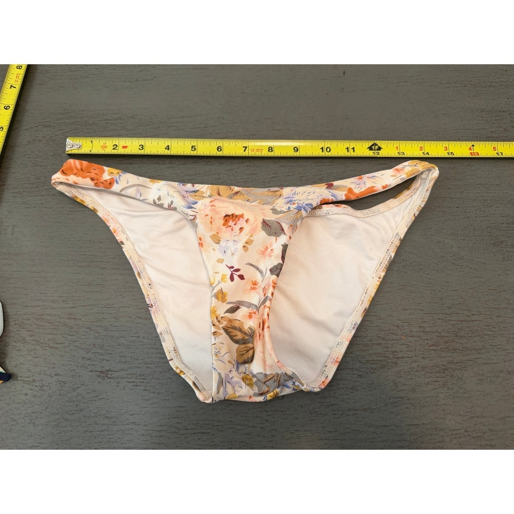 Zimmermann Floral Bikini Bottoms Cream Peach Size 1 US 4/6 Swimwear